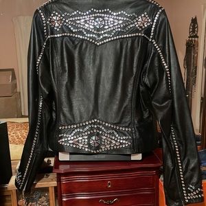 Ladies Leather Jacket with Swarovski Crystals by Cripple Creek